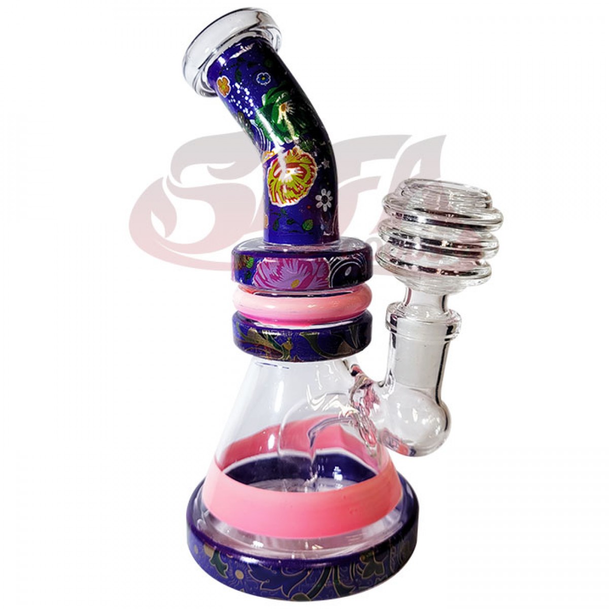 6 Inch Water Pipe with Flower Graphics